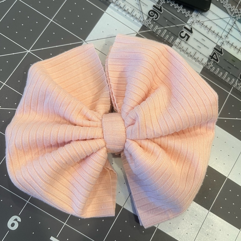 Pink Ribbed Hair Bow CLIP